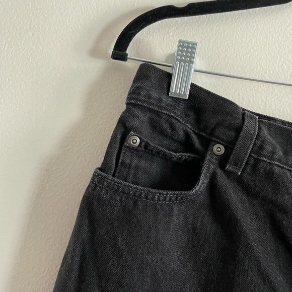 Lands End Women Sz 14 Black Dark Wash Relaxed Fit Denim Hi-Rise Jeans *Altered* - Picture 4 of 9